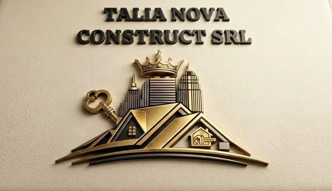 Talia Nova Construct SRL, the Moldova branch identity in gold and black