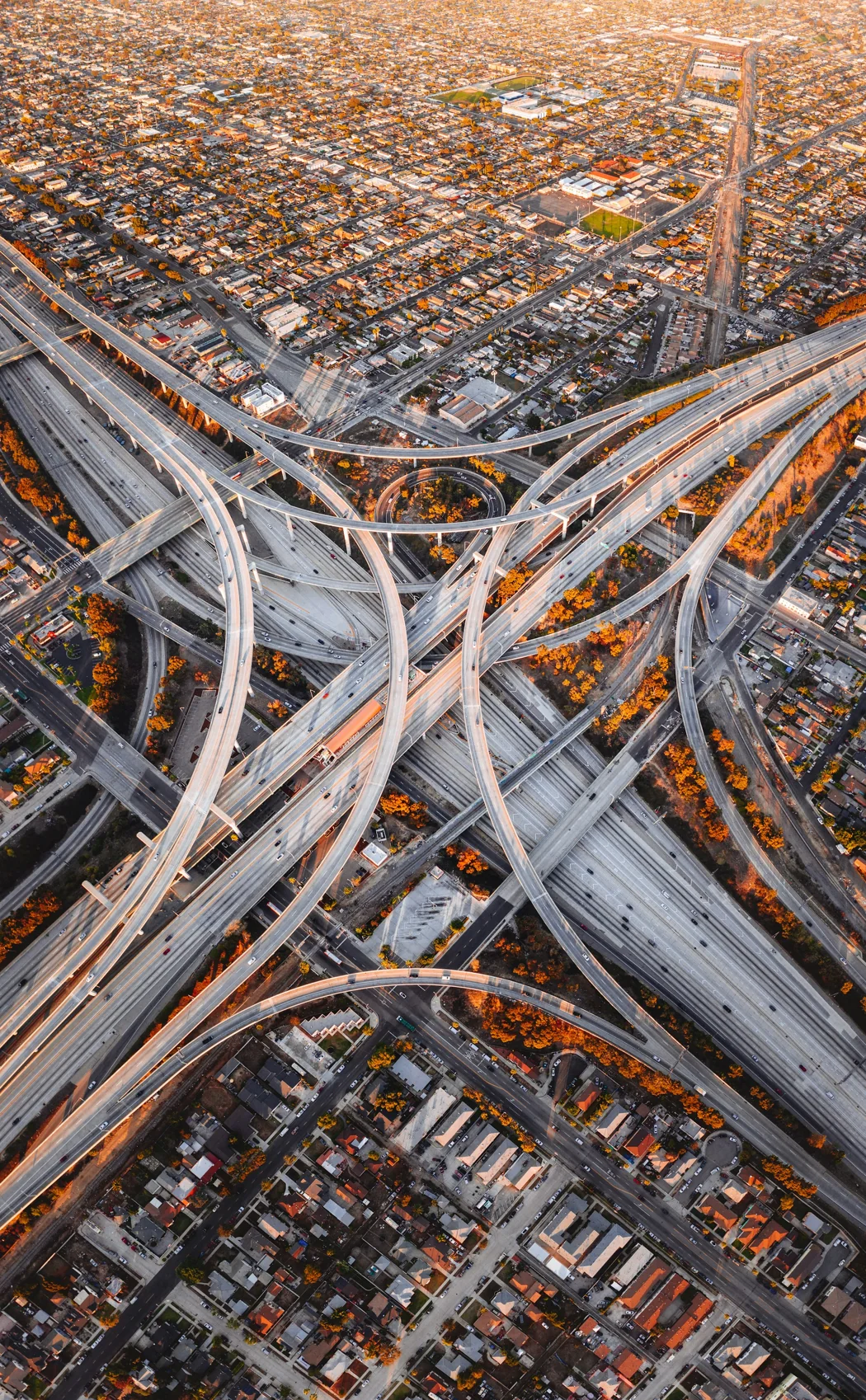 Urban transport infrastructure and connecting roads